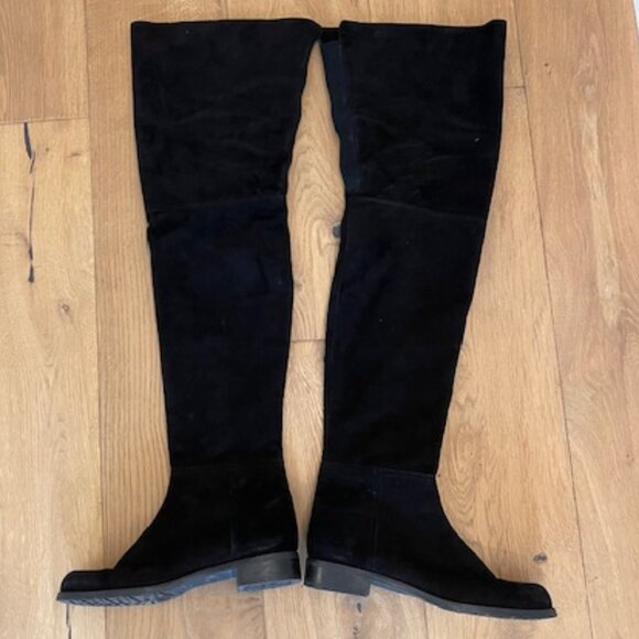 Stuart Weitzman City Womens Over-the-knee OTK Stretchy Boots Black Suede US 10 - Picture 1 of 10